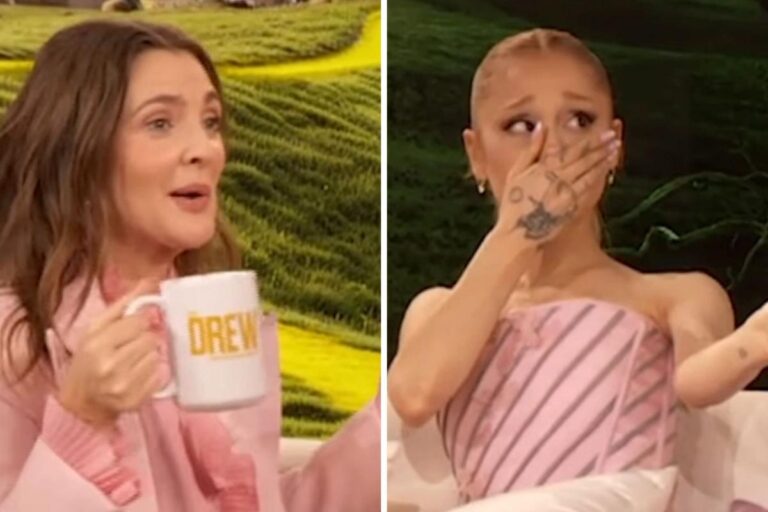 Ariana Grande Tears Up As Drew Barrymore Surprises Her With Glinda’s Original Wand From ‘The Wizard Of Oz’: “Are You Serious Right Now?”