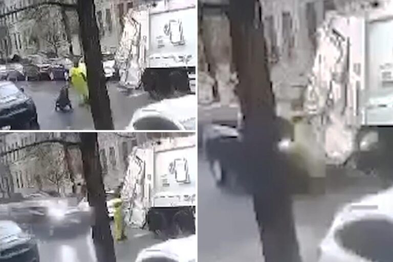 Brutal video shows SUV driver crushing NYC worker against garbage truck, leaving him with severe injuries