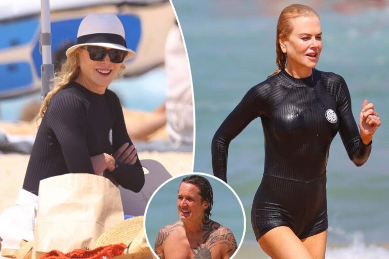 Nicole Kidman stuns as beach 'babygirl' in skintight wetsuit