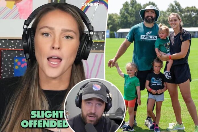 Pregnant Kylie Kelce jokes she's 'slightly offended' people think her daughter resembles Travis Kelce